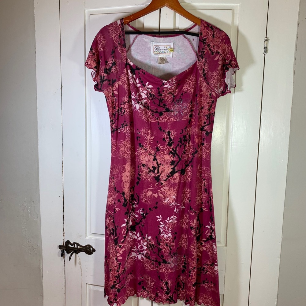 Aventura Organic Cotton Blend Dress Medium Floral Print Casual Gorp Cottagecore